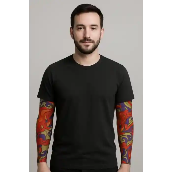 Giyilebilir Kol Dövmesi Çorap Dövme 3D Baskılı Kol Bacak Dövme 2 Adet Model 4