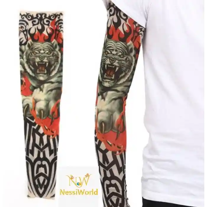 Giyilebilir Kol Dövmesi Çorap Dövme 3D Baskılı Kol Bacak Dövme 2 Adet Model 8