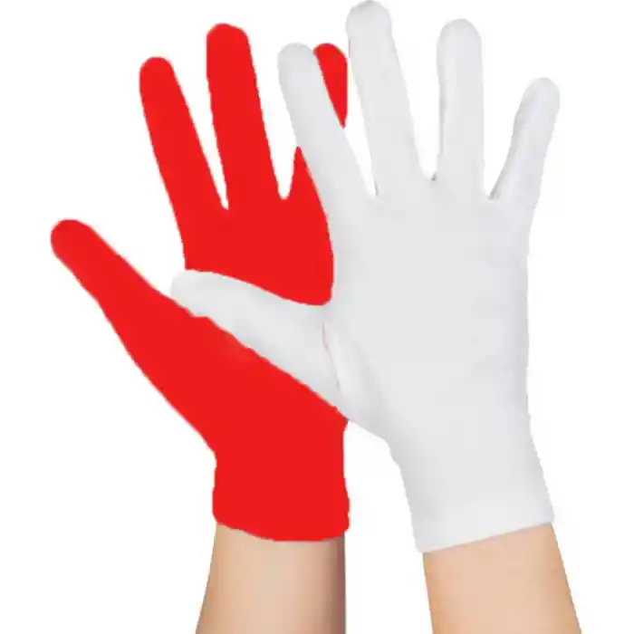 Gösteriler İçin 1 Çift Kırmızı Beyaz Pandomim Eldiveni Çocuk Boy