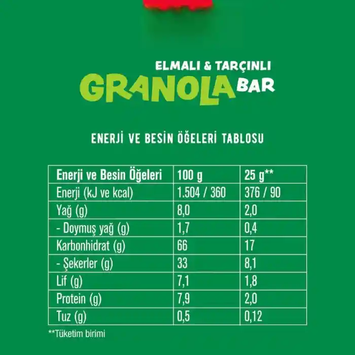 Granola Bar 25 Gr Elmalı ve Tarçınlı