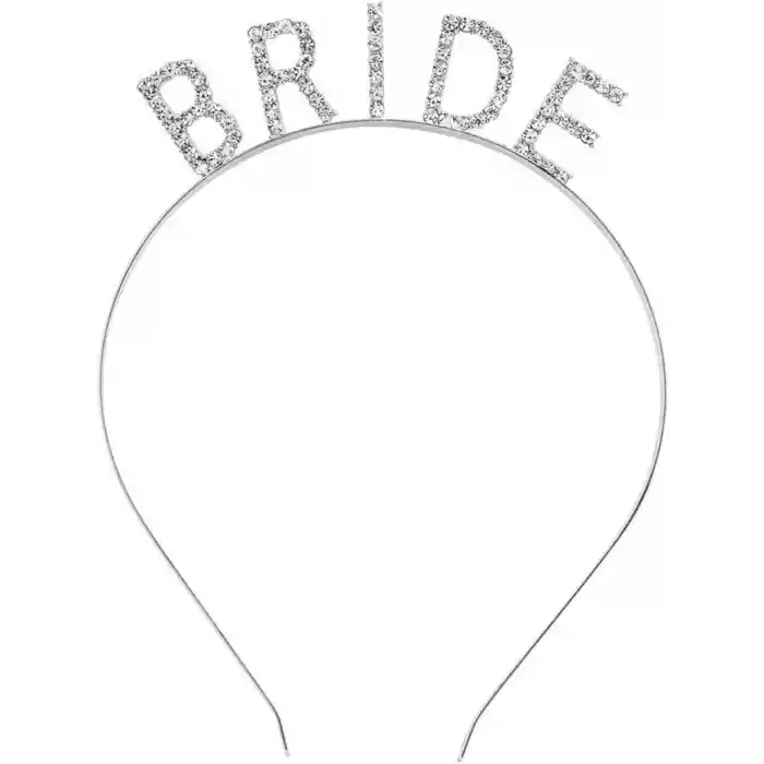 Gümüş Renk Bekarlığa Veda Kristal Taş Bride Tacı İthal 16x10 cm