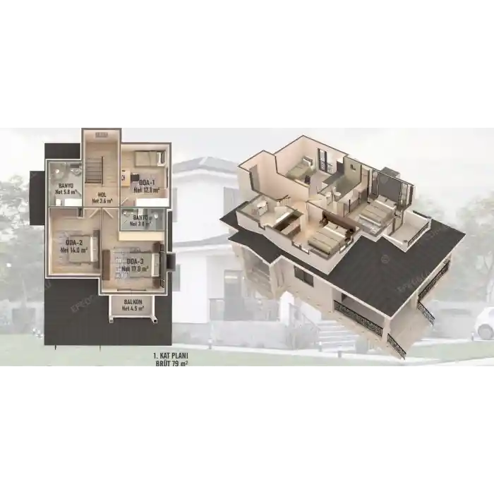 Hafif Çelik Villa Konsept Proje (İki Katlı)