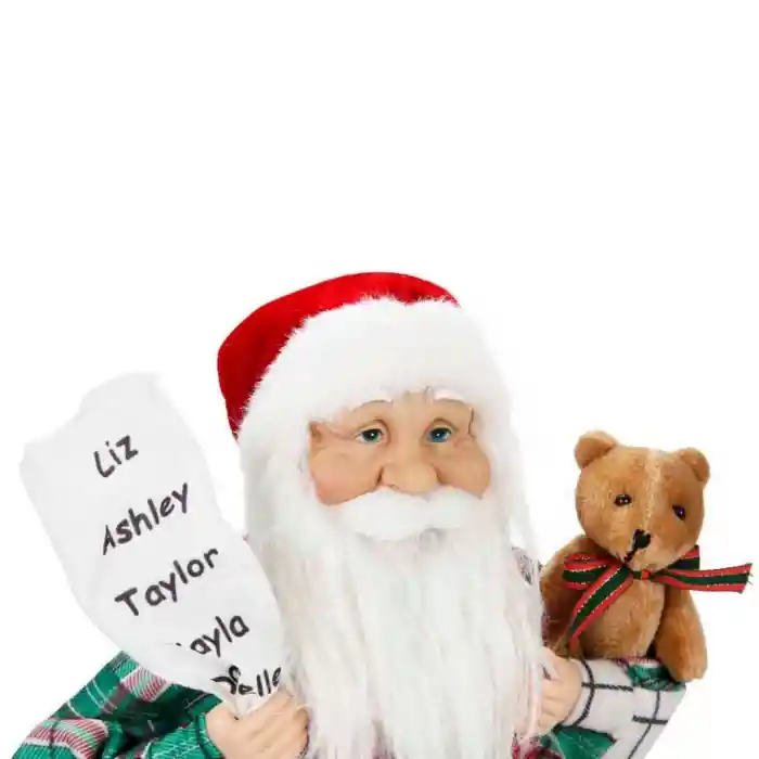 Hediye Kutularının Üstünde Oturan Noel Baba Dekoratif Biblo 48 cm