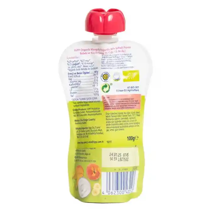 NessiWorld Organik Mangolu Yoğurtlu Muzlu Şeftali Püresi 100 Gr