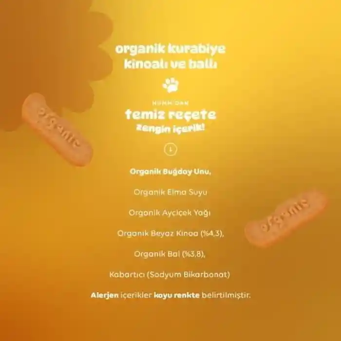 Organik Ballı ve Kinoalı Kurabiye 55 Gr