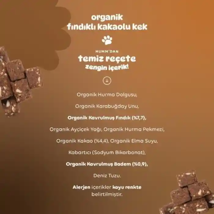 Organik Fındıklı Kakaolu Vegan Kek 30 Gr