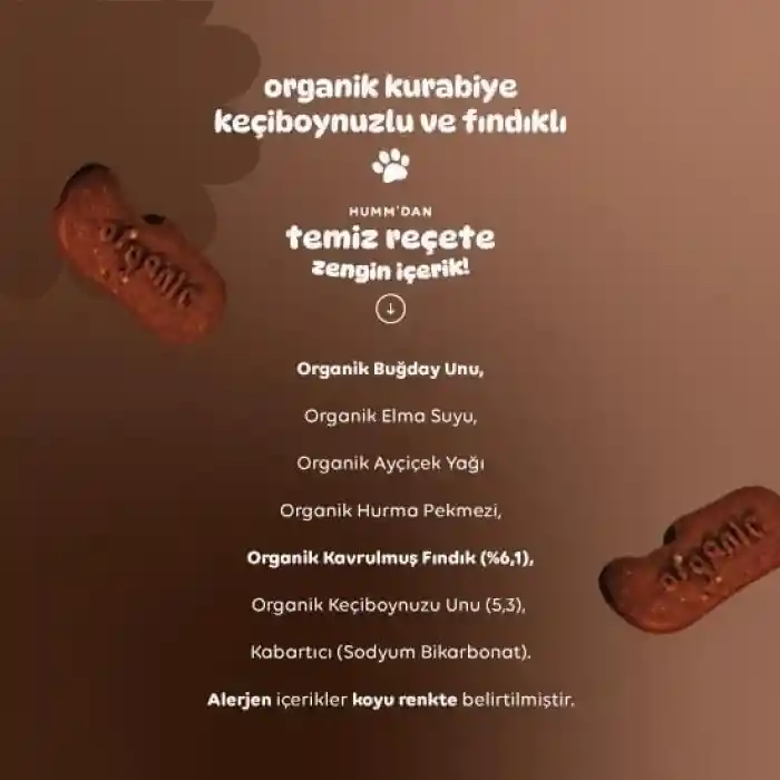 Organik Keçiboynuzlu ve Fındıklı Vegan Kurabiye 55 Gr