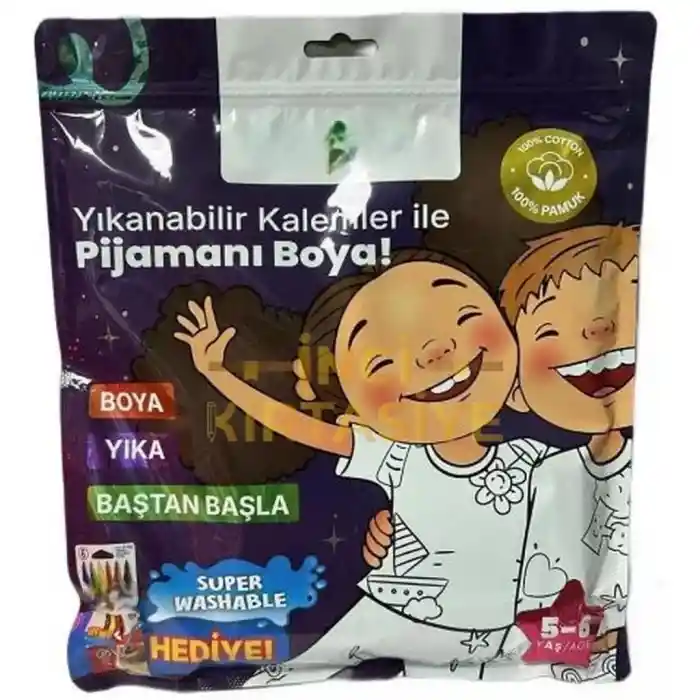 Kalem Hediyeli Boyanabilir Pijama 5-6 Yaş