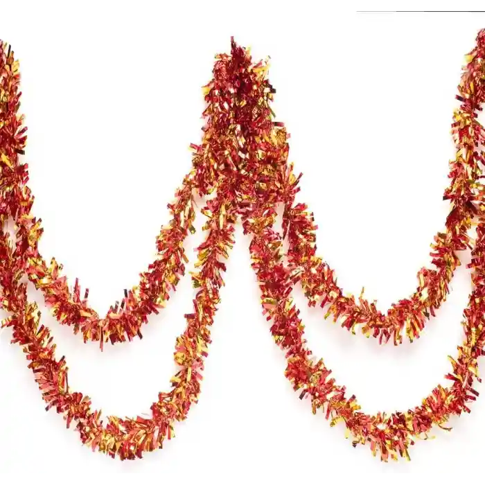 Kırmızı Altın Renk 6 cm Genişlik Garland Çift Renk Sim Süs 180 cm