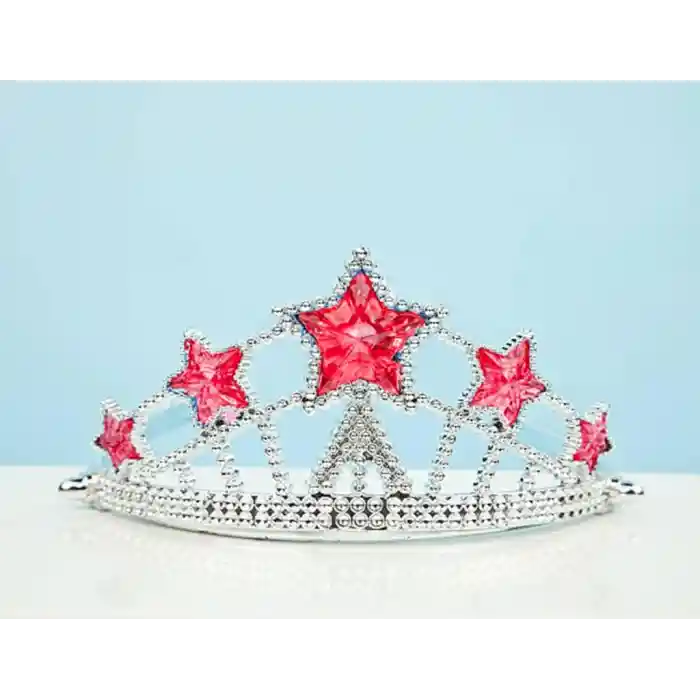 Kırmızı Yıldız Taşlı Plastik Kraliçe Prenses Elsa Tacı Çocuk Boy