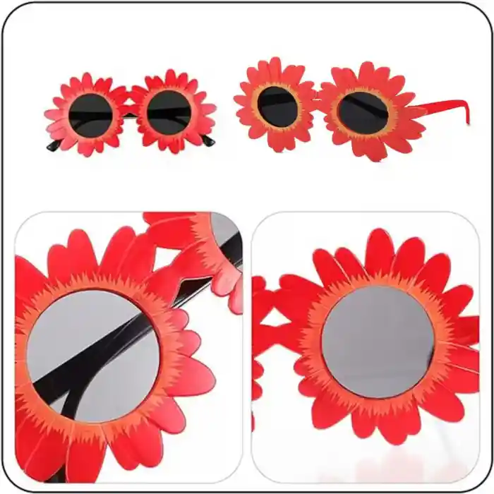 Kırmızı Renk Papatya Şekilli Parti Gözlüğü 18x10cm