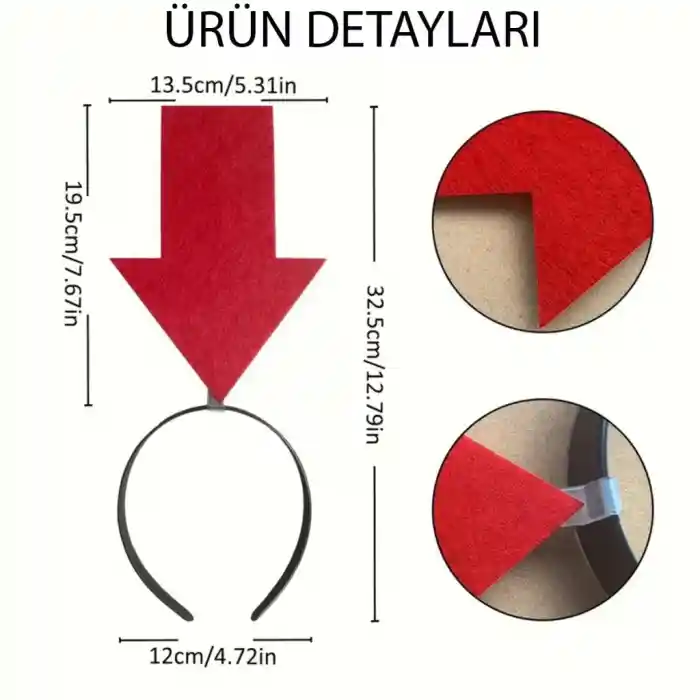 Kişiselleştirilebilir Ok Taç – Üzerine Yazı Yazılabilen Parti Tacı Kırmızı Renk