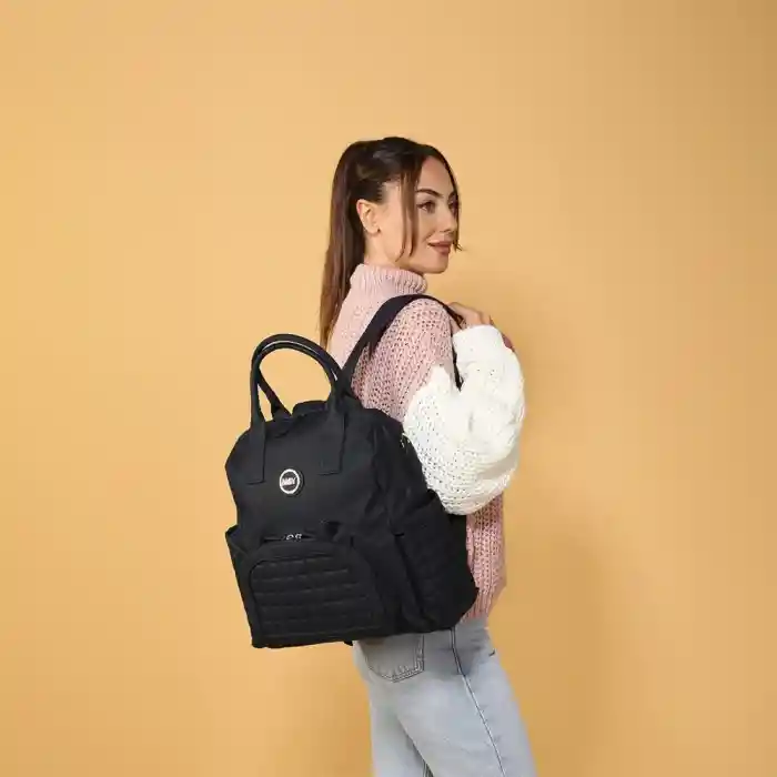 Kitty Deri Anne Bebek Bakım Sırt Çantası 7271 Siyah