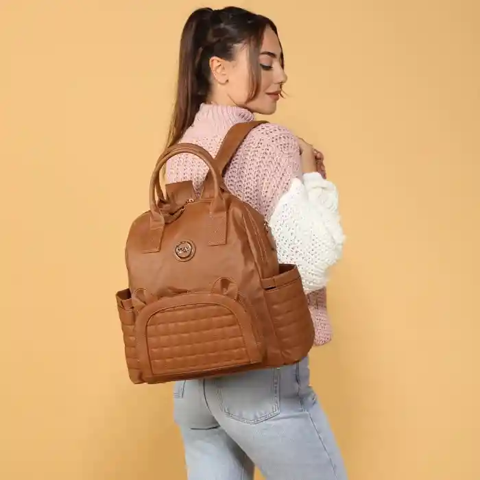 Kitty Deri Anne Bebek Bakım Sırt Çantası 7271 Taba