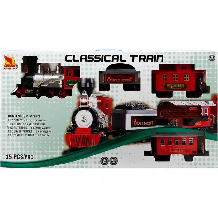 Klasik Tren Seti Sesli ve Işıklı 35 Parça