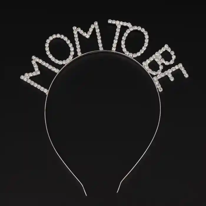 Kristal Taşlı Gümüş Renk Mom to Be Tacı Anne Tacı