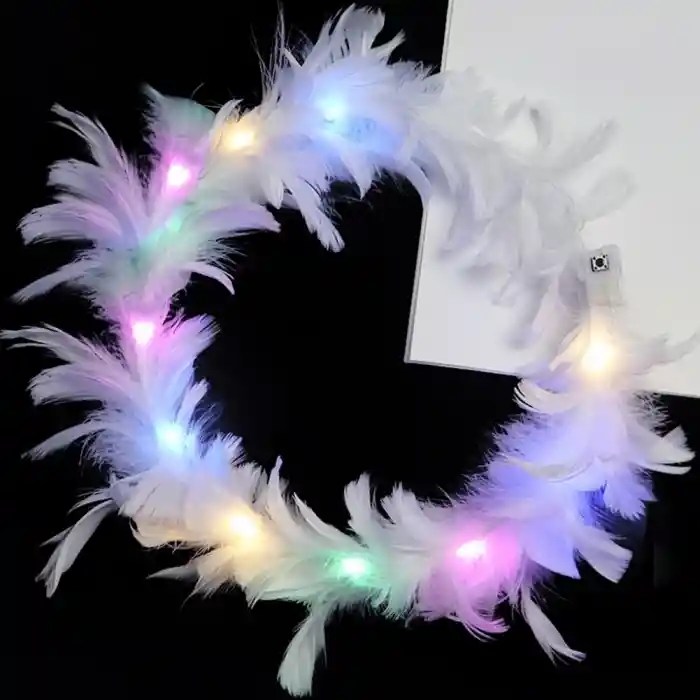 Led Işıklı Rengarenk Yanan 3 Fonksiyonlu Otrişli Parti Tacı Beyaz Renk 12x12 cm NessiWorld