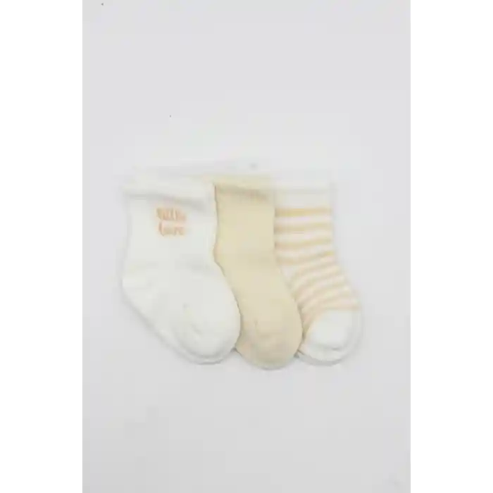 Little Love Girl 3lü Penye Soket Çorap 10137 Ekru