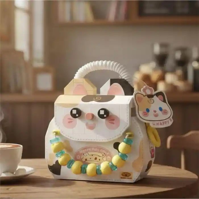 LZ-8843  KEDİ FİGÜRLÜ MEYVE ÇANTASI 360 PARÇA BLOCK OYUNCAK