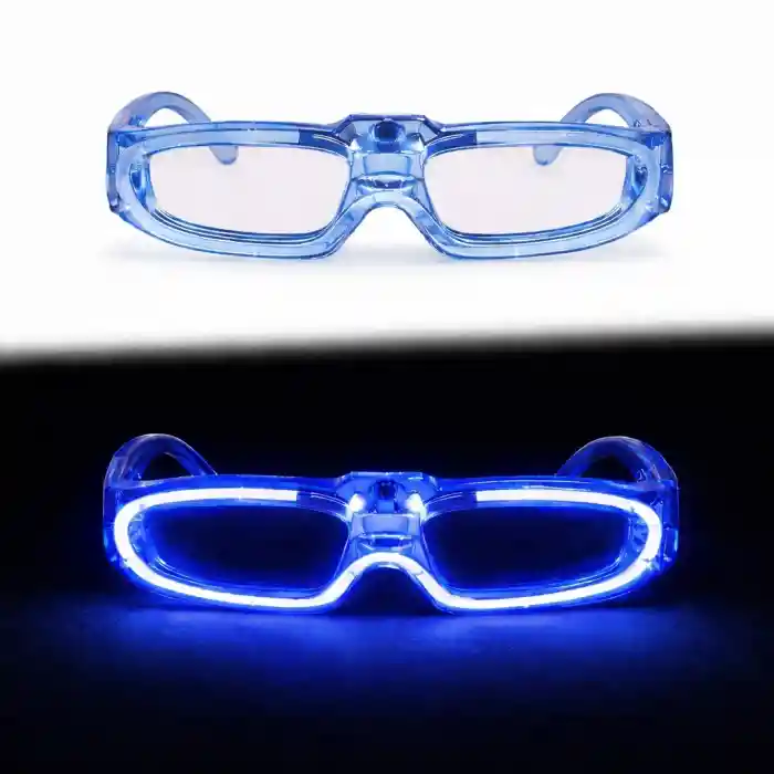 Mavi LED Işıklı Parti Gözlüğü 3 Modlu – Gece Eğlence Gözlüğü