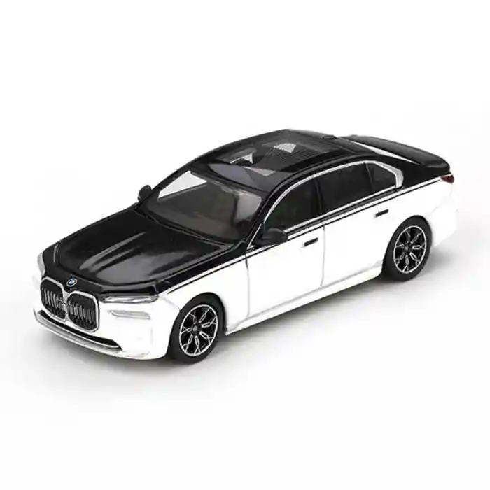 NessiWorld GT 1/64 BMW i7 xDrive60 Alpine White / Black Sapphire - Blister Paket