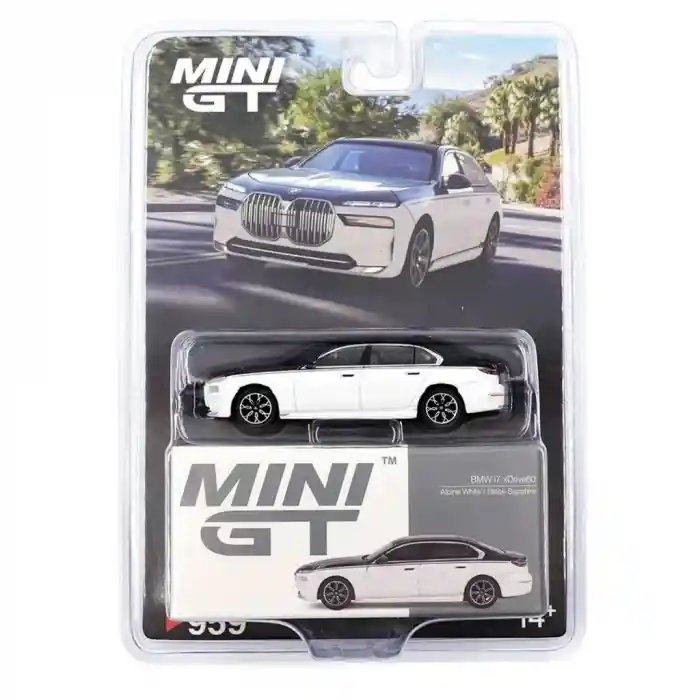 NessiWorld GT 1/64 BMW i7 xDrive60 Alpine White / Black Sapphire - Blister Paket