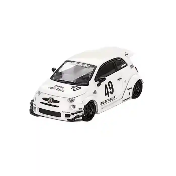 NessiWorld GT 1/64 LB-WORNessiWorld x Abas WorNessiWorld ABARTH 595 Gara White - Blister Paket