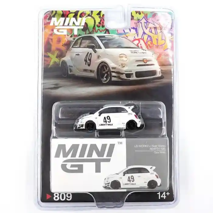 NessiWorld GT 1/64 LB-WORNessiWorld x Abas WorNessiWorld ABARTH 595 Gara White - Blister Paket