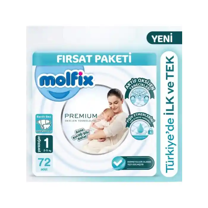 Premium Bebek Bezi Fırsat Paketi 1 Beden 2-5 Kg 72 Adet