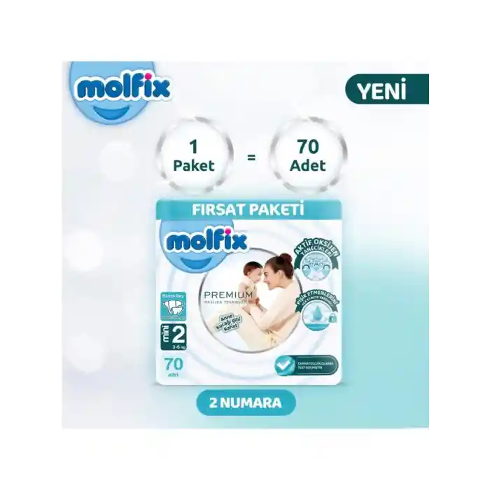 Premium Bebek Bezi Fırsat Paketi 2 Beden 3-6 Kg 70 Adet