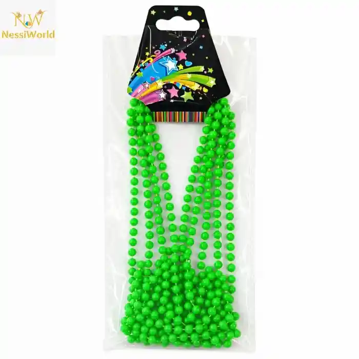 Neon Yeşil Boncuk Kolye 80 cm – Retro 80’ler 90’lar Parti Aksesuarı
