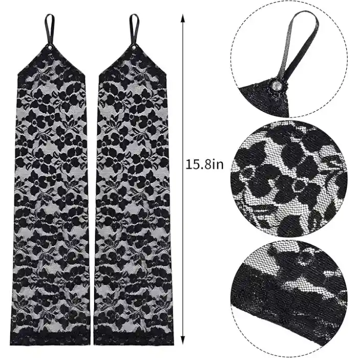 Parmak Askılı Zarif Gece Şıklığı Dantel Eldiven 40 cm