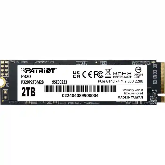 PATRIOT P320 2TB 3000/2200MB/s M2 PCIE GEN3 NVME SSD P320P2TBM28