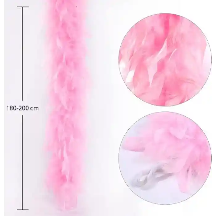 Pembe Renk Kabarık Kalın Otriş Boa Tüy 6 cm Genişlik 180-200 cm Uzunluk