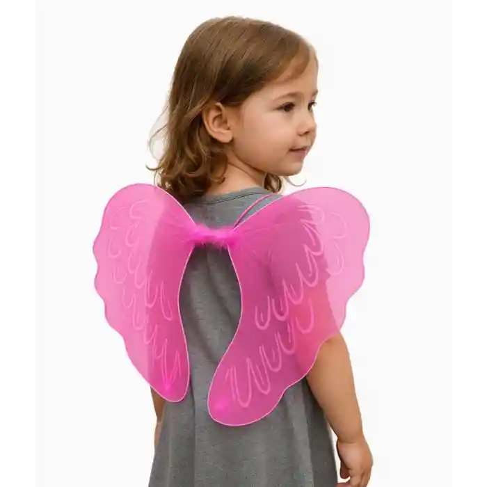 Pembe Renk Ortası Pembe Tüylü Tül Peri Kanadı 40x50 cm