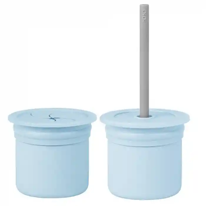   Pipetli Silikon Bardak Seti Mineral Blue / Powder Grey