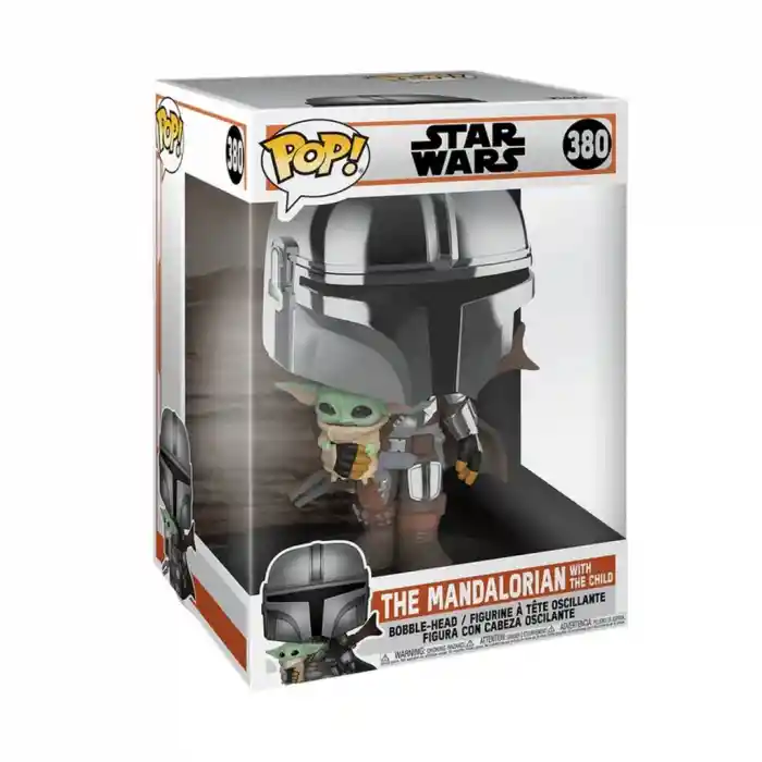 POP! Deluxe Star Wars The Mandalorian 10 Chrome Mandalorian with Child 49931