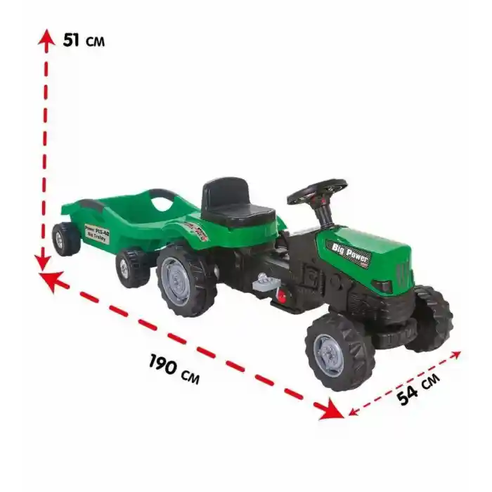 POWER PEDALLI BİG TROLLEY TRAKTÖR YEŞİL-PLS