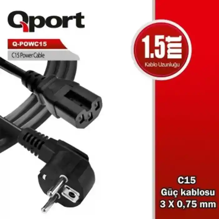 QPORT Q-POWC15 1.5MT C15 POWER KABLO