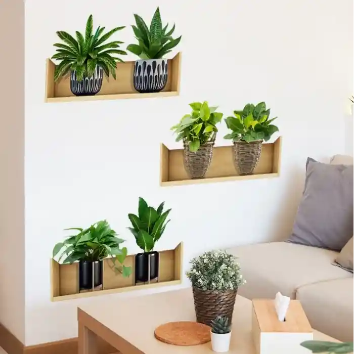 Raflı Bitki Tasarımlı Yapışkanlı Sticker 20*30 cm 3lü Set MC-663