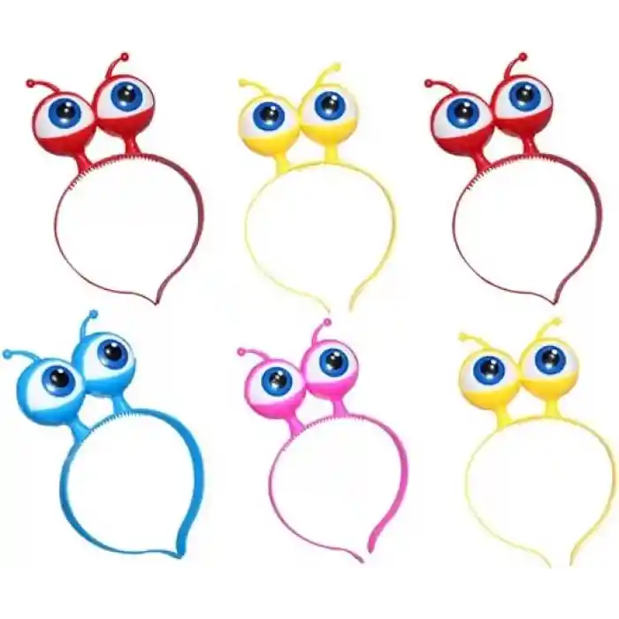 Rengarenk 3 Farklı Fonksiyonda Yanan Led Işıklı Uzaylı Göz Taç 1 Adet 18x12 cm