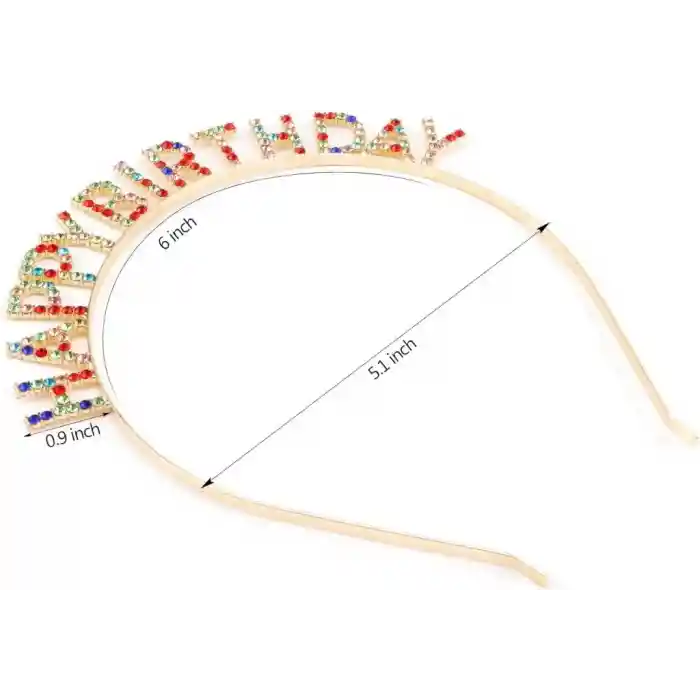 Rengarenk Kristal Taşlı Ekstra Lüks Gümüş Kaplama Happy Birthday Taç 16x17 cm  NessiWorld