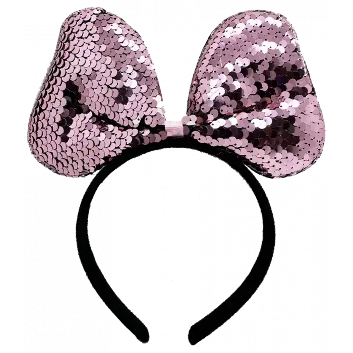 Renk Değiştiren Pullu Payetli Fiyonk Parti Tacı Pembe Gümüş Renk 20x16 cm