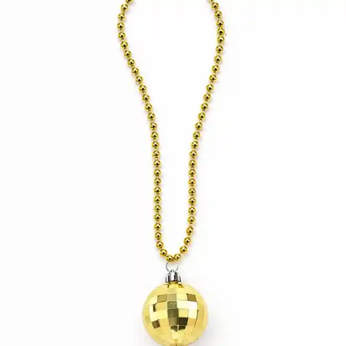 Retro Disko Topu Şekilli 80'ler 90'lar Altın Renk Plastik Kolye