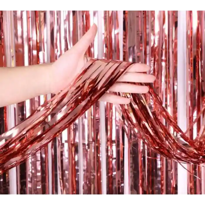 Rose Gold Püsküllü Kapı Perdesi - Parti, Bekarlığa Veda, Doğum Günü 1x2 m