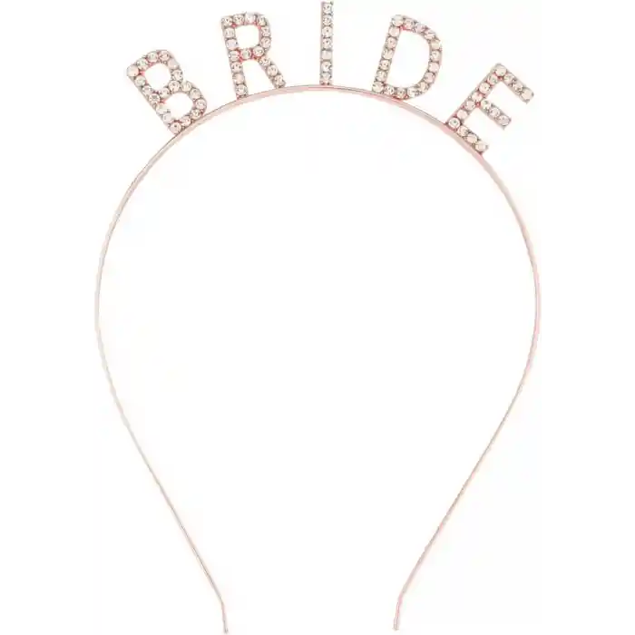 Rose Gold Renk Bekarlığa Veda Kristal Taş Bride Tacı İthal 16x10 cm