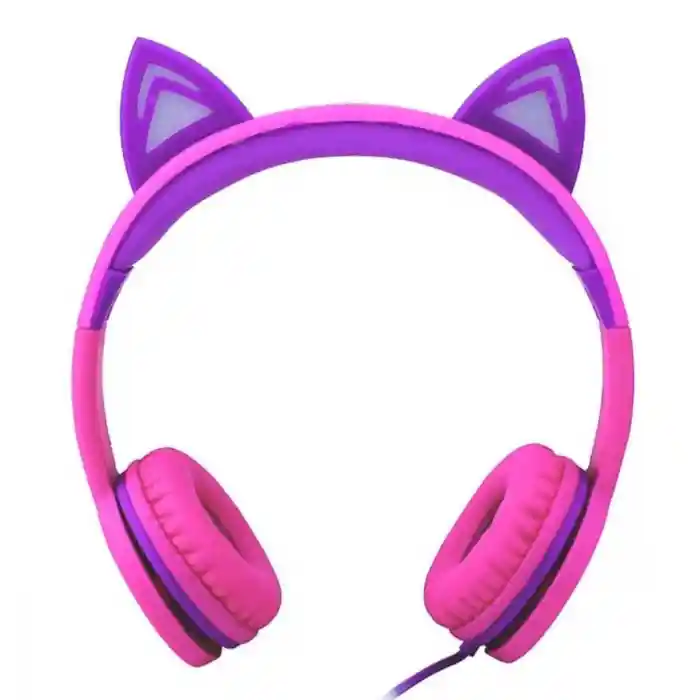 S00091067 -SUN-GLE-ECH-KULAKLIK KABLOLU KEDİ ŞKL.IŞIKLI PEMBE-MOR