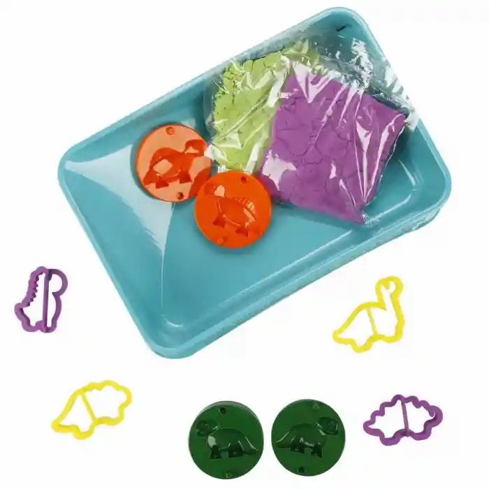 S02003618 OYUN KUM SET DINO 2X125GR.MOR/YŞL.11PRÇ