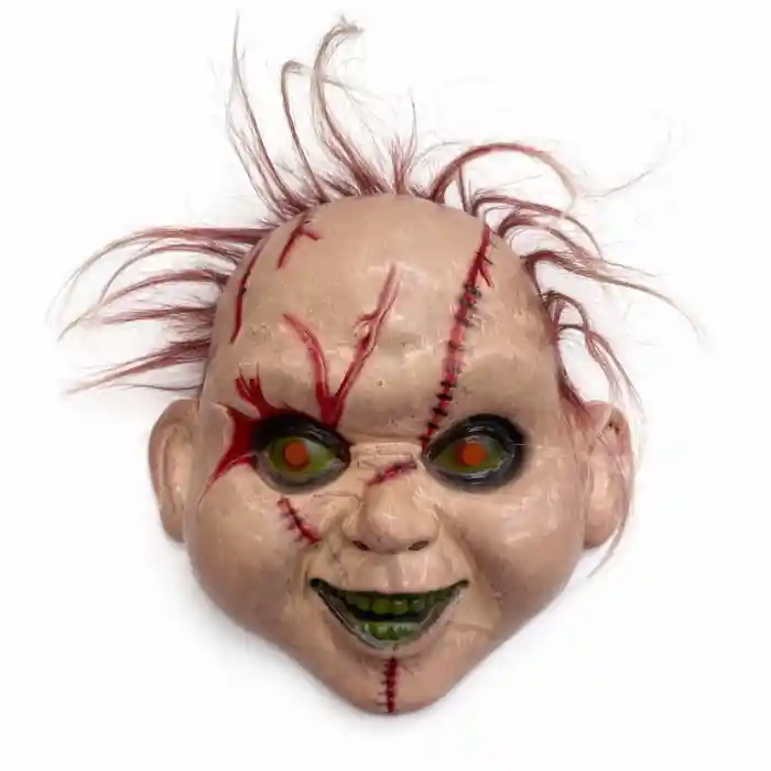 Saçlı Çaki Korku Maskesi – Gerçekçi Dikişli ve Detaylı Maske