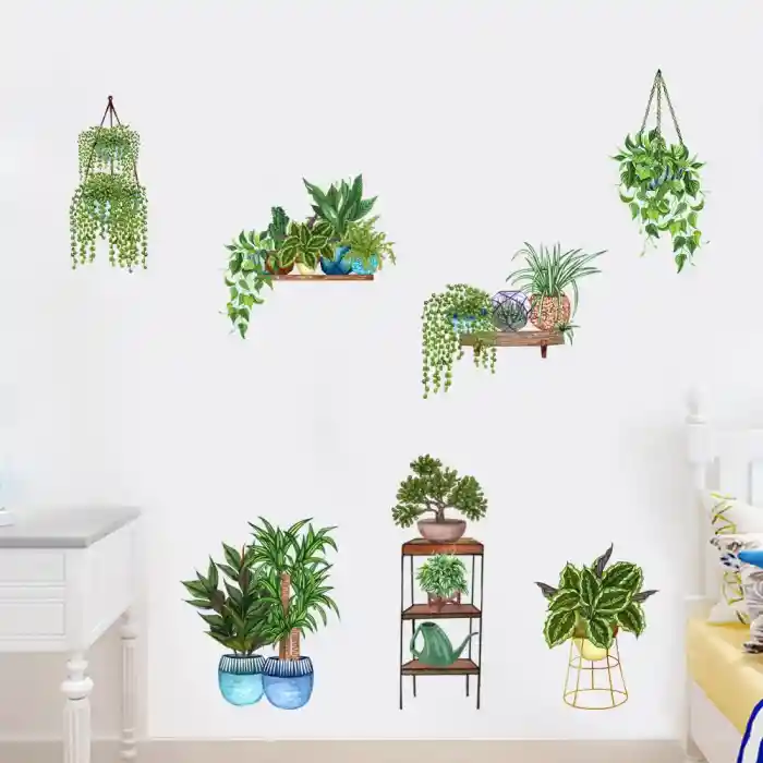 NessiWorld Saksılı Çiçek Tasarımlı Yapışkanlı Sticker MC-480D